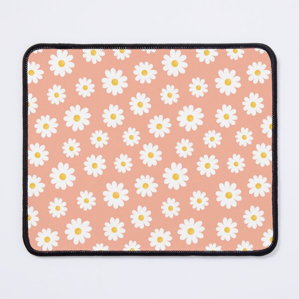 Item preview, White Daisy Flowers without outline pattern on peach coloured background designed and sold by HazelFisher.