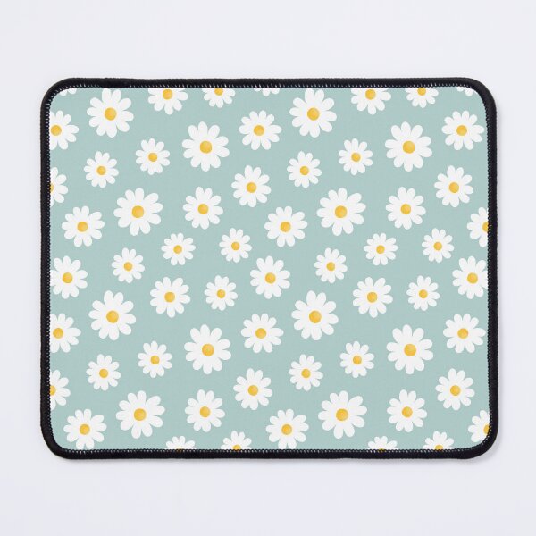 Item preview, White Daisy Flowers without outline pattern on robins egg blue coloured background designed and sold by HazelFisher.