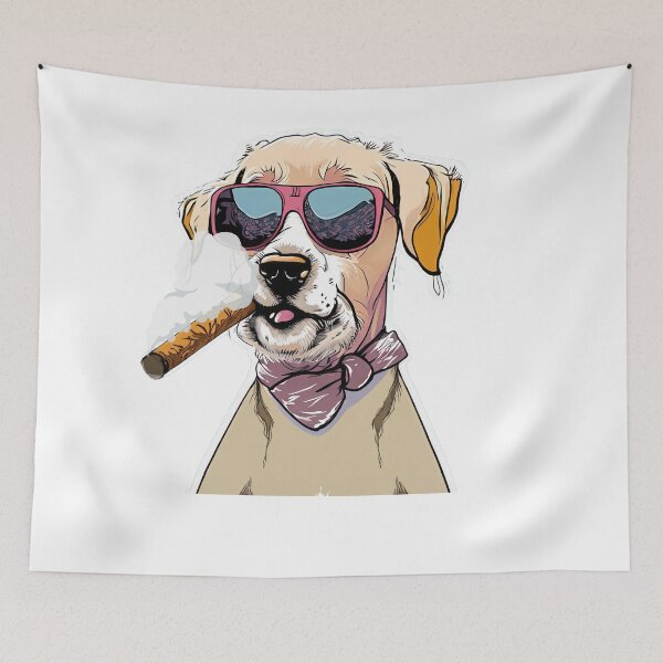 Item preview, dog wearing sunglasses and smoking cigar  designed and sold by DeluxBee.