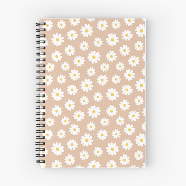 Item preview, White Daisy Flowers without outline pattern on latte coloured background designed and sold by HazelFisher.