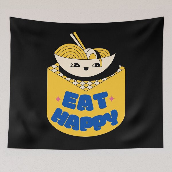 Item preview, Ramen Variant Eat Happy Not Healthy Text Design  designed and sold by Harsh  Katariya.