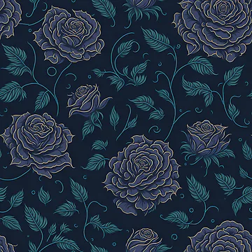 Artwork thumbnail, Blue and Yellow Color Roses Pattern by DesignCentrum