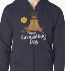 Cool and Funny Happy Groundhog Day TShirt Zipped Hoodie