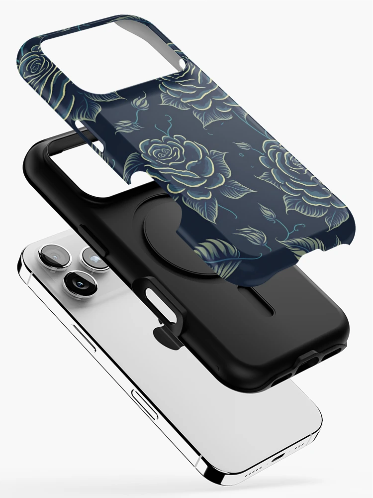 Thumbnail 2 of 4, iPhone Case, Blue and Yellow Color Roses Pattern designed and sold by DesignCentrum.