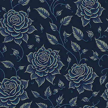 Artwork thumbnail, Blue and Yellow Color Roses Pattern by DesignCentrum