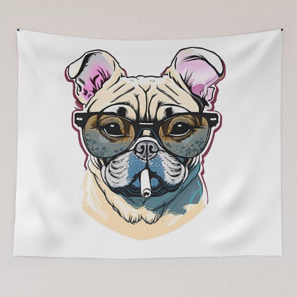 Item preview, pug wearing sunglasses and smoking cigar  designed and sold by DeluxBee.