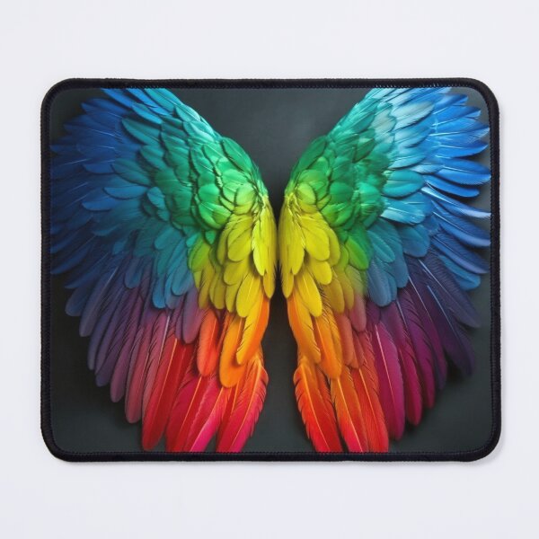 Item preview, Gay Pride Abstract Angel Wings - Vibrant Rainbow Color Blocks in a Hyperrealistic Illustration designed and sold by stateofhuman.