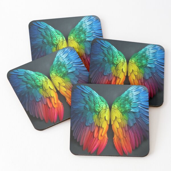 Item preview, Gay Pride Abstract Angel Wings - Vibrant Rainbow Color Blocks in a Hyperrealistic Illustration designed and sold by stateofhuman.