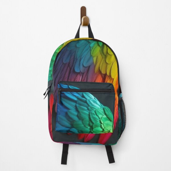 Item preview, Gay Pride Abstract Angel Wings - Vibrant Rainbow Color Blocks in a Hyperrealistic Illustration designed and sold by stateofhuman.