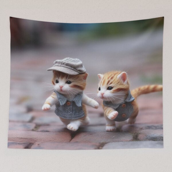Item preview, Two little kittens in a hat walking in the garden. Selective focus. designed and sold by aiphotosart.
