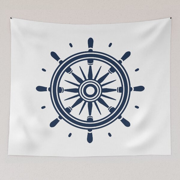 Item preview, Simple ship wheel clipart ~ Ship helm ~ Boat wheel ~ Navy blue on white designed and sold by oceanys.