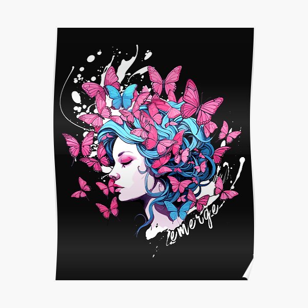 Transgender - Non Binary Pride with Butterflies Poster