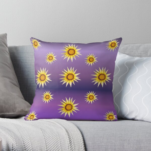 Purple Pattern With Yellow Flowers Throw Pillow