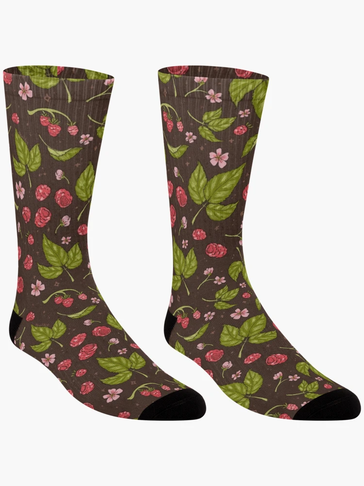 Thumbnail 3 of 5, Socks, Raspberry repeating pattern designed and sold by Howlites.