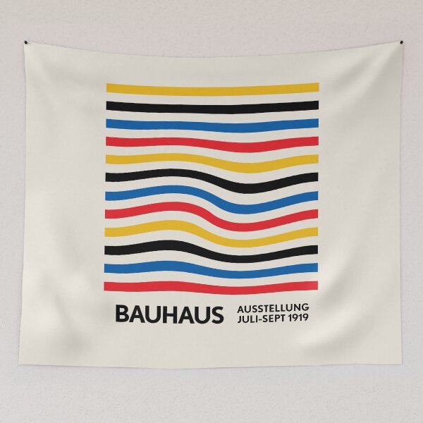 Item preview, Bauhaus Warped Lines Pattern Blue Red Yellow Black designed and sold by ahumbleconcept.