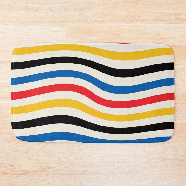 Item preview, Bauhaus Warped Lines Pattern Blue Red Yellow Black designed and sold by ahumbleconcept.