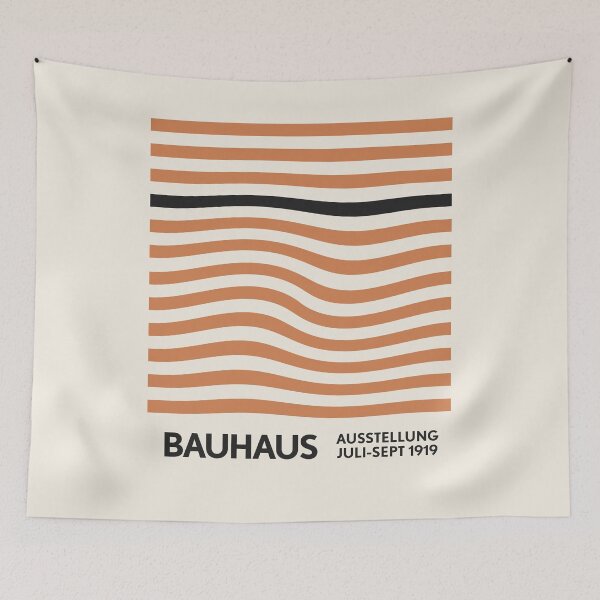 Item preview, Bauhaus Warped Lines Pattern Orange Grey designed and sold by ahumbleconcept.