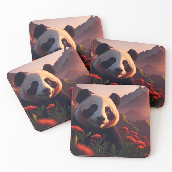 Item preview, Happy Cute Panda Garden Red Flowers designed and sold by CXJStudio.