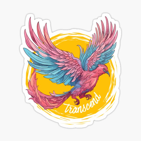 Transcending | Phoenix Rising | Transgender - Non Binary Pride with Butterflies Sticker
