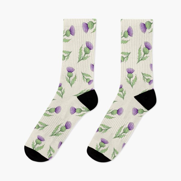 Item preview, Scottish Thistles ditsy repeating pattern on ivory cream background designed and sold by HazelFisher.