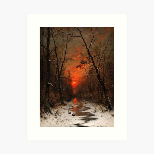 Item preview, Sunset over the Winter Forest (1887), by Heinrich Gogarten designed and sold by Gabriel S.