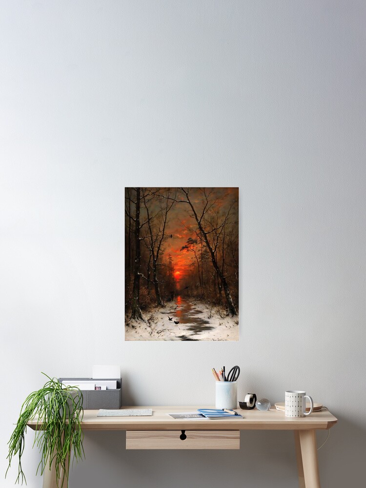 "Sunset over the Winter Forest (1887), by Heinrich Gogarten" Poster for