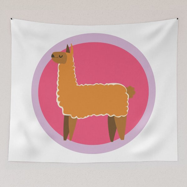 Item preview, Cute Mid Century Modern Alpacca - Pink And Lilac Circle Background designed and sold by SorryFrog.