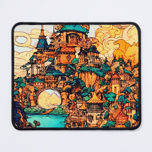 Item preview, Art Nouveau Fantasy Castle City designed and sold by entwithanaxe.
