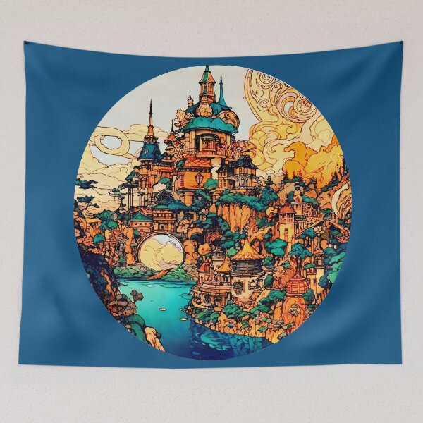 Item preview, Art Nouveau Fantasy Castle City designed and sold by entwithanaxe.