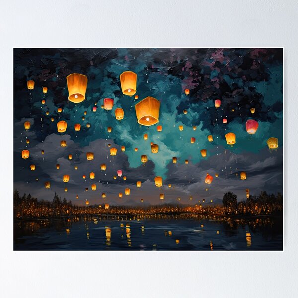 Lantern, lanterns, lights, light, shining, abstract high quality painting, abstract, abstract art, acrylic painting, ready to hang painting