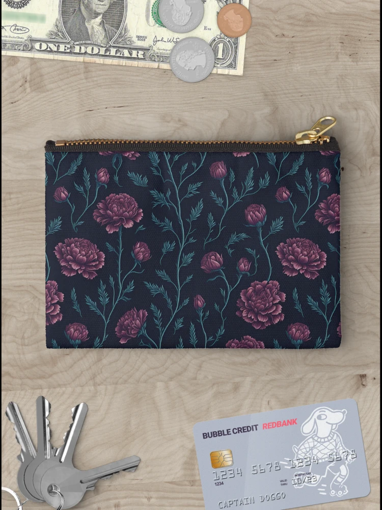 Thumbnail 3 of 4, Zipper Pouch, Red Color Carnation Pattern designed and sold by DesignCentrum.
