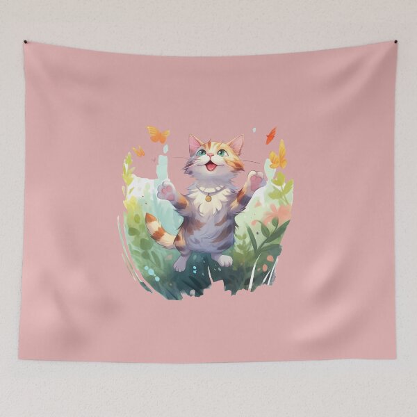 Item preview, Cute happy cat chasing butterflies designed and sold by Corneel  Buma.