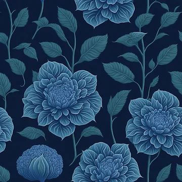 Artwork thumbnail, Blue Color Floral Pattern by DesignCentrum
