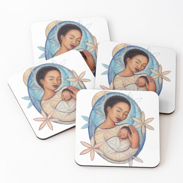 Item preview, Mother and Child with Flowers designed and sold by wildwisebeauty.