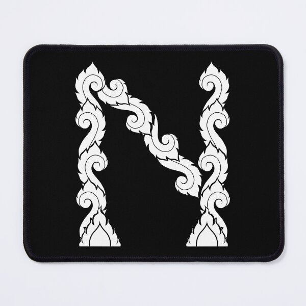 Item preview, White elegant letter N with Thai art elements. designed and sold by KanyaluckArtist.