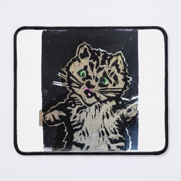 Item preview, Lino cut cat (with border) designed and sold by kathy archbold.