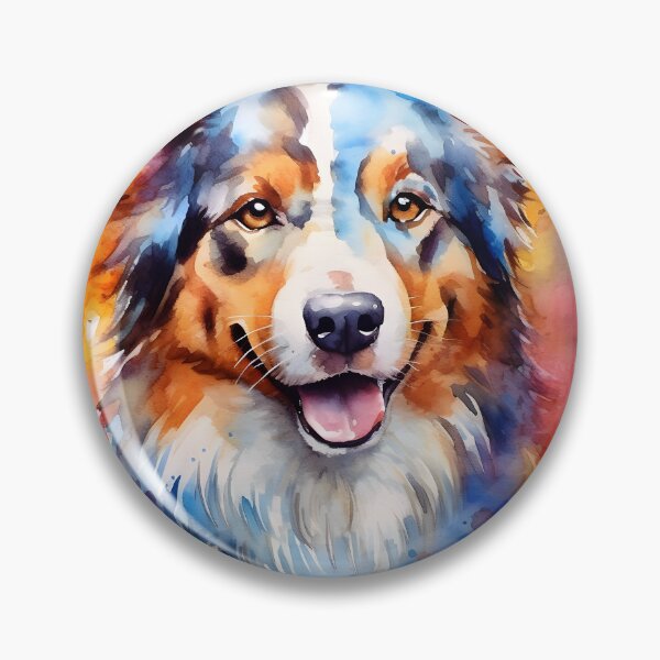 Item preview, Colorful Canine: Watercolor Australian Shepherd Art Print designed and sold by SyntheticColor.