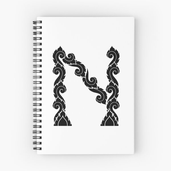 Item preview, Black elegant letter N with Thai art elements. designed and sold by KanyaluckArtist.