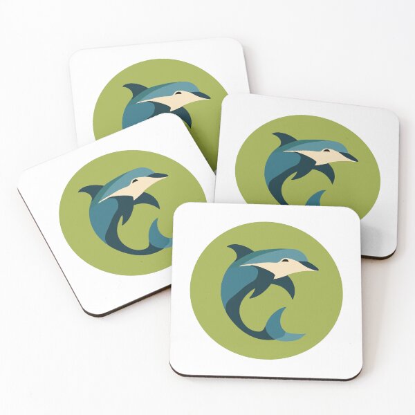 Item preview, Stunning Mid Century Modern Blue Dolphin Design On A Contrasting Green Circular Background designed and sold by SorryFrog.