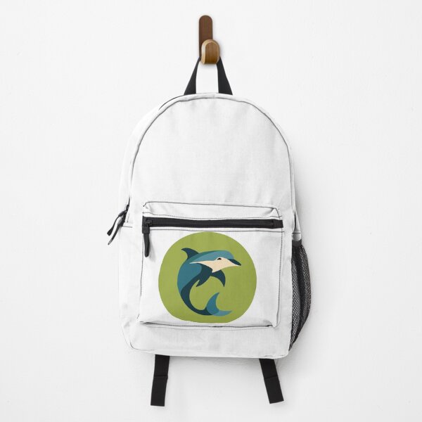 Item preview, Stunning Mid Century Modern Blue Dolphin Design On A Contrasting Green Circular Background designed and sold by SorryFrog.