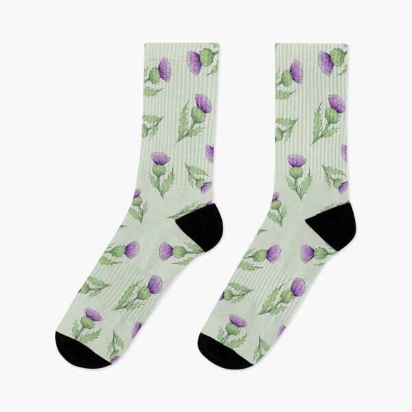 Item preview, Scottish Thistles ditsy repeating pattern on willow green background designed and sold by HazelFisher.