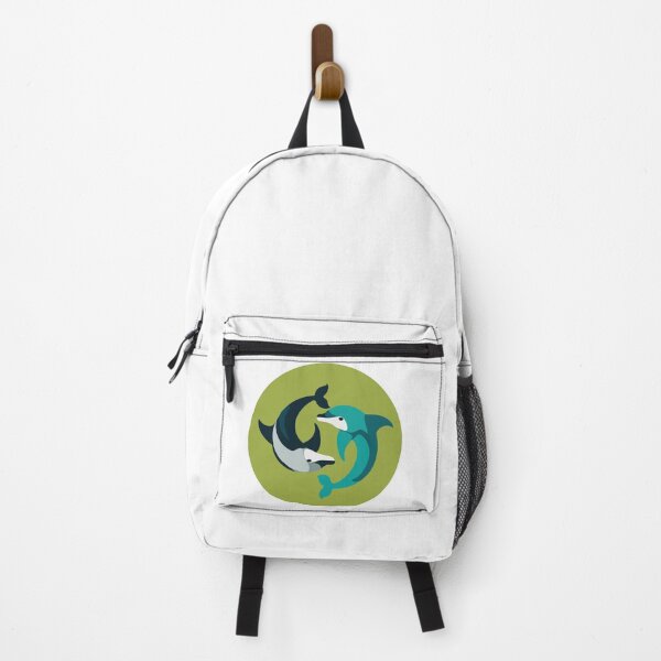 Item preview, Stunning Mid Century Modern Blue Dolphin Yin Yang Symbol Design On A Contrasting Green Circular Background designed and sold by SorryFrog.