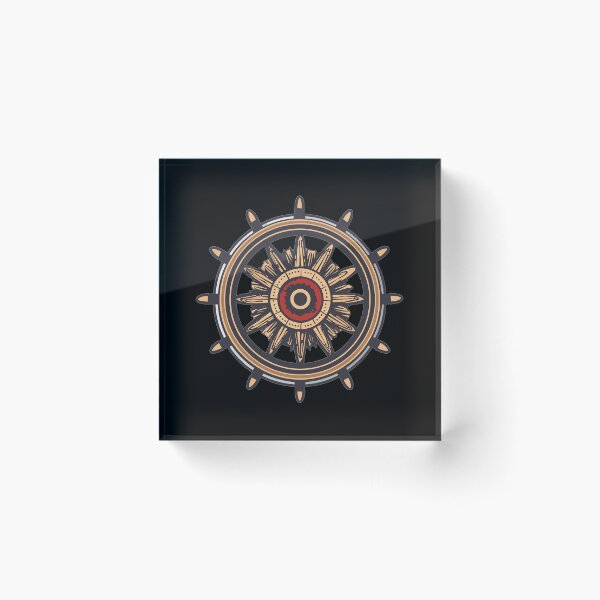 Item preview, Tribal wood ship wheel ~ Ship helm ~ Boat wheel ~ Brown on black designed and sold by oceanys.