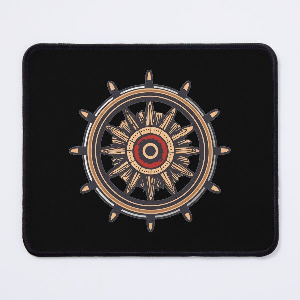 Item preview, Tribal wood ship wheel ~ Ship helm ~ Boat wheel ~ Brown on black designed and sold by oceanys.
