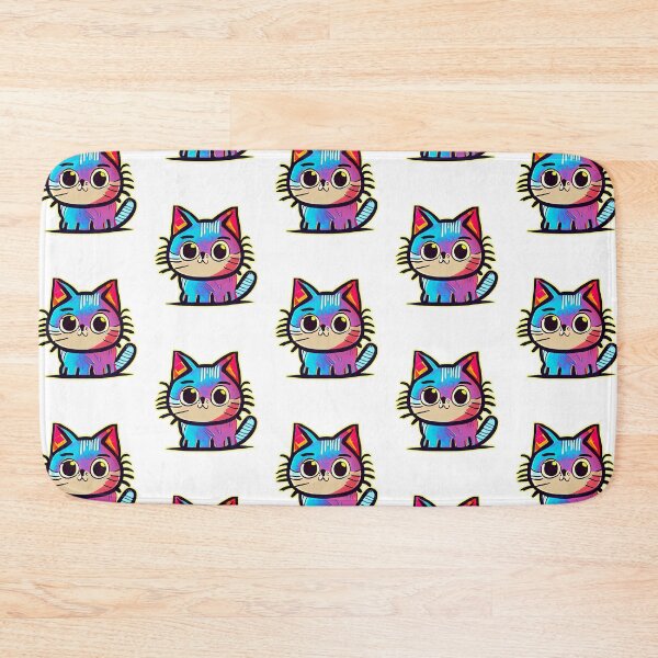 Item preview, Brightly coloured painted cartoon cat designed and sold by w1ckerman.