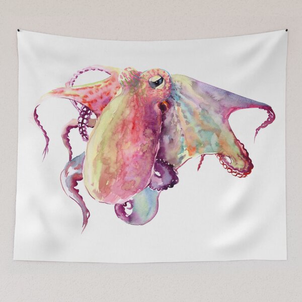 Item preview, Kind Octopus, Pink and Rainbow soft colors designed and sold by surenart.
