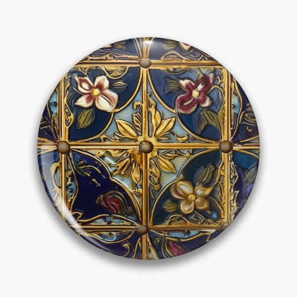 Item preview, Floral Enamel Tile Pattern designed and sold by pinkal.