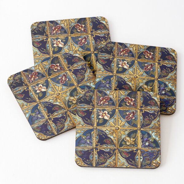 Item preview, Floral Enamel Tile Pattern designed and sold by pinkal.