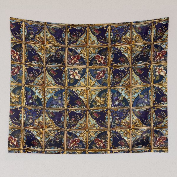 Item preview, Floral Enamel Tile Pattern designed and sold by pinkal.