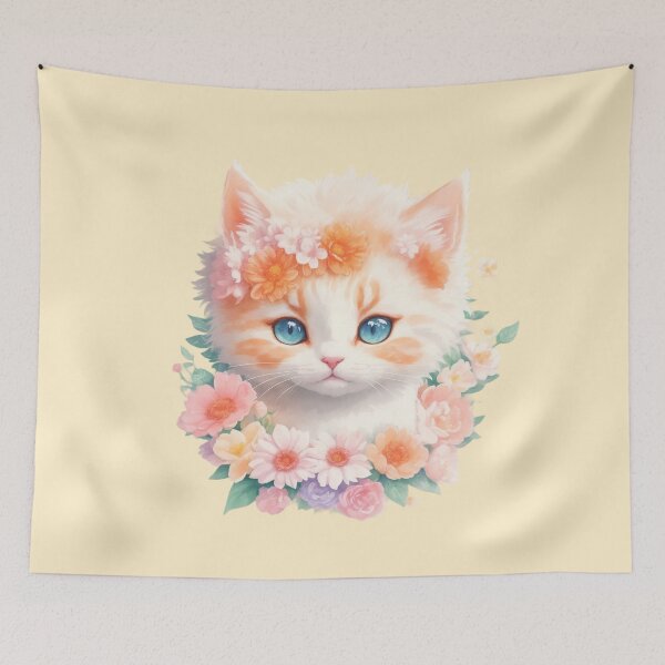 Item preview, Whimsical Blooming Beauty: Vintage-Inspired Feline Floral Enchantment designed and sold by VIBRANZIO.